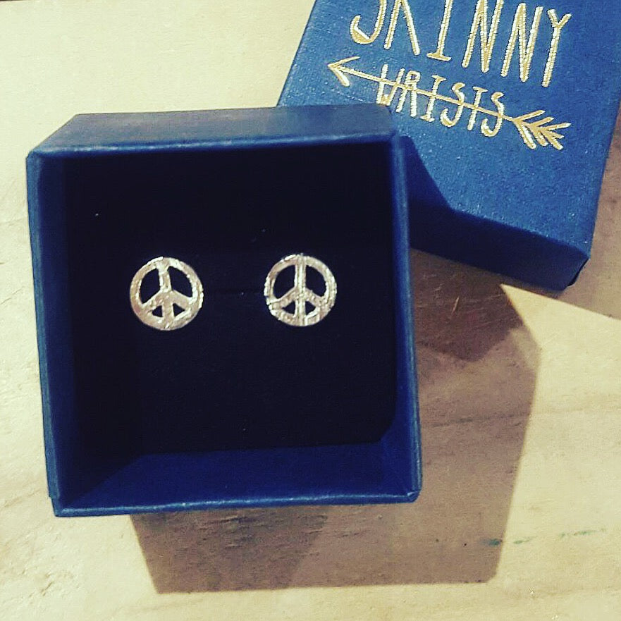 Peace Studs Sterling Silver Earrings