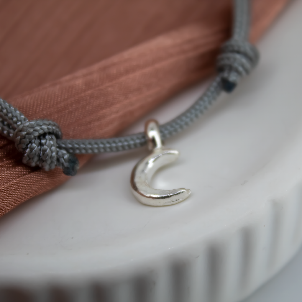 Crescent Moon Rope Bracelet in Recycled Sterling Silver
