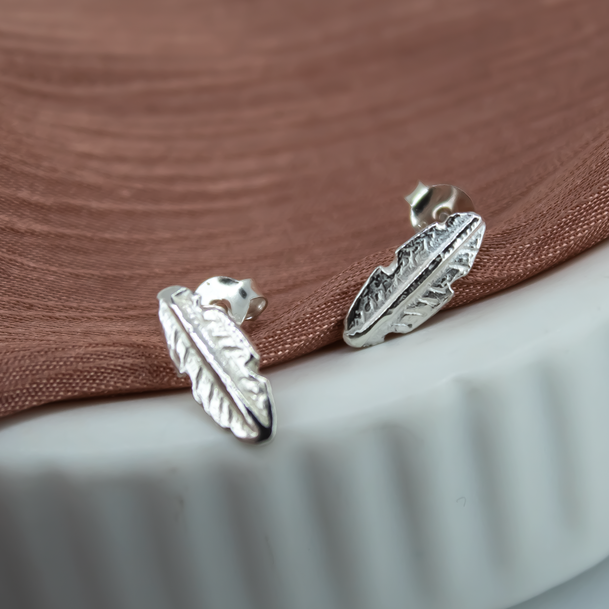 Sterling Silver Feather Studs