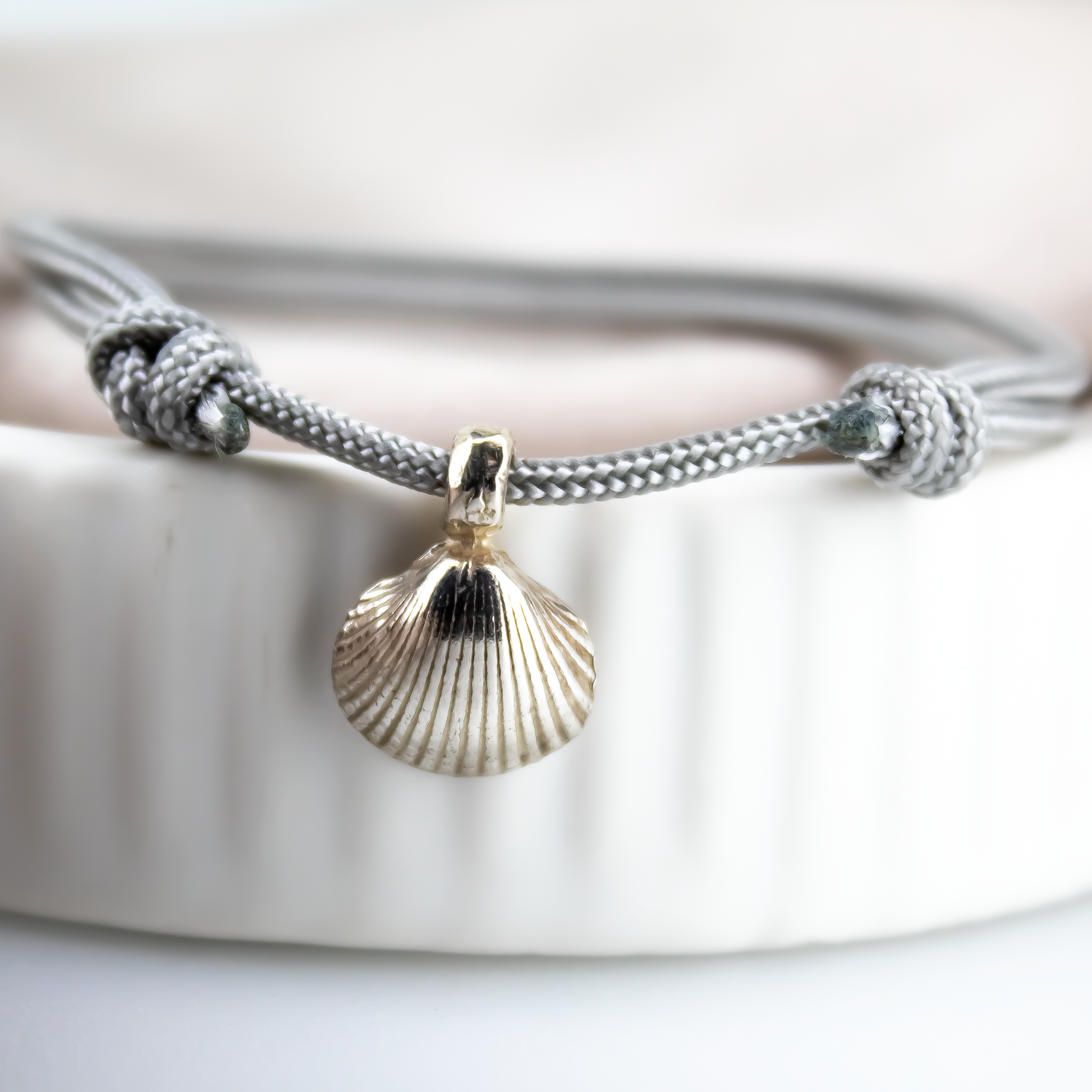 Shell Charm Rope Bracelet in Sterling Silver
