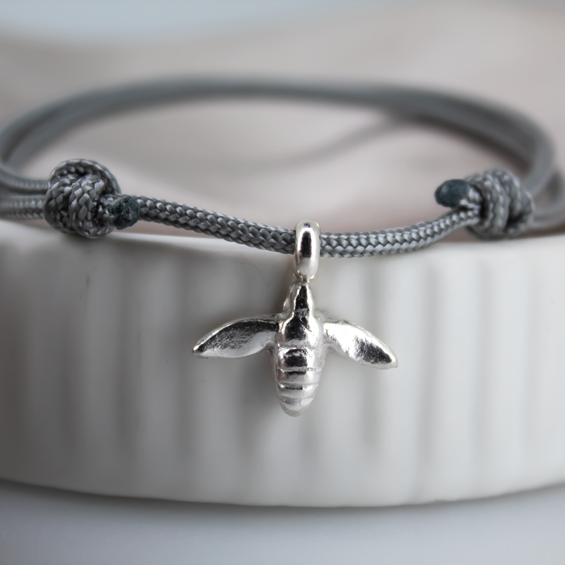 Honey Bee Rope Bracelet in Recycled Silver