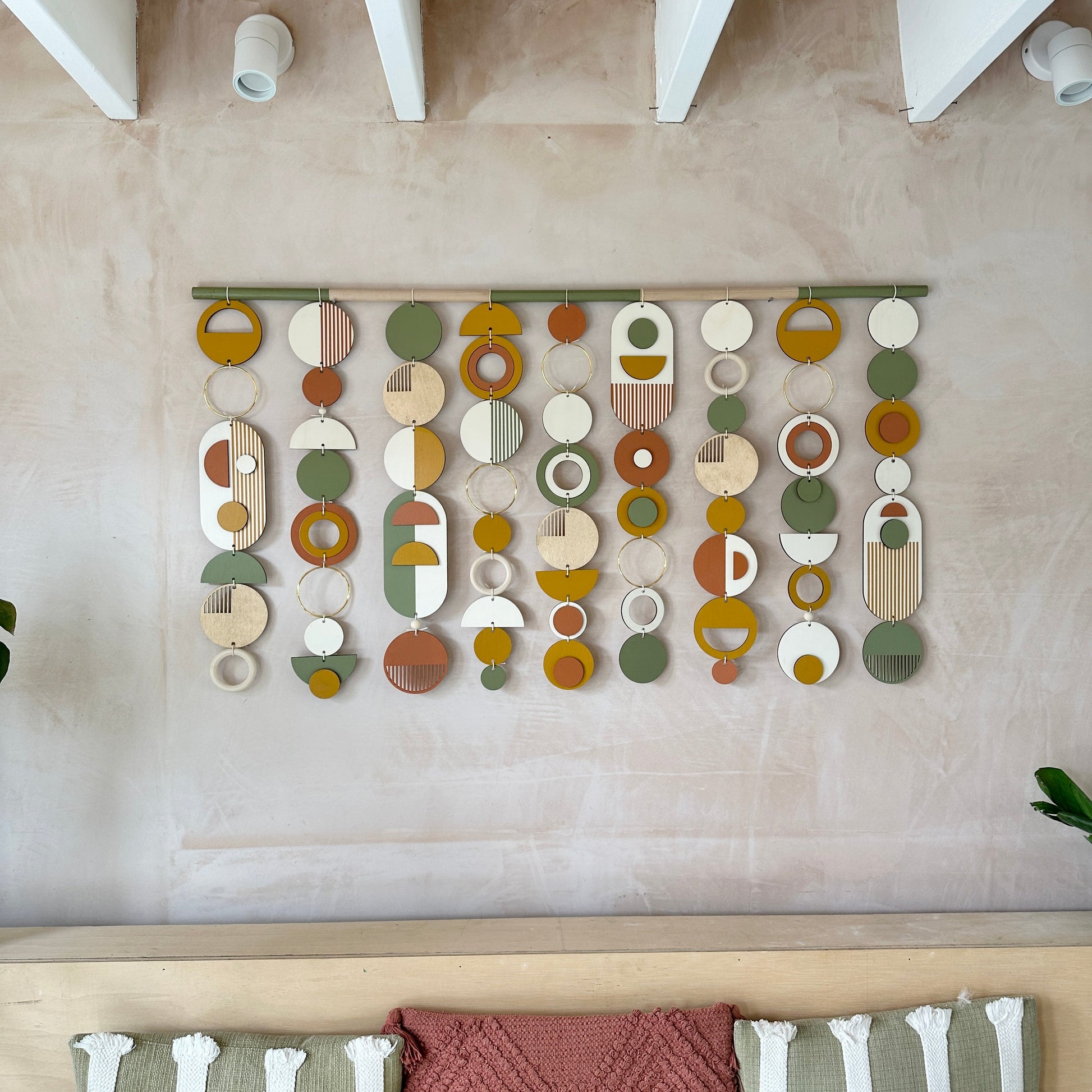 Modern Geometric Wall Art in Green and Gold