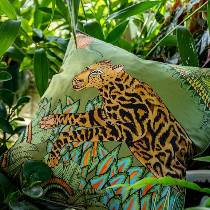 Cheetah Kings Forest Delta Silk Cushion Cover 40cm