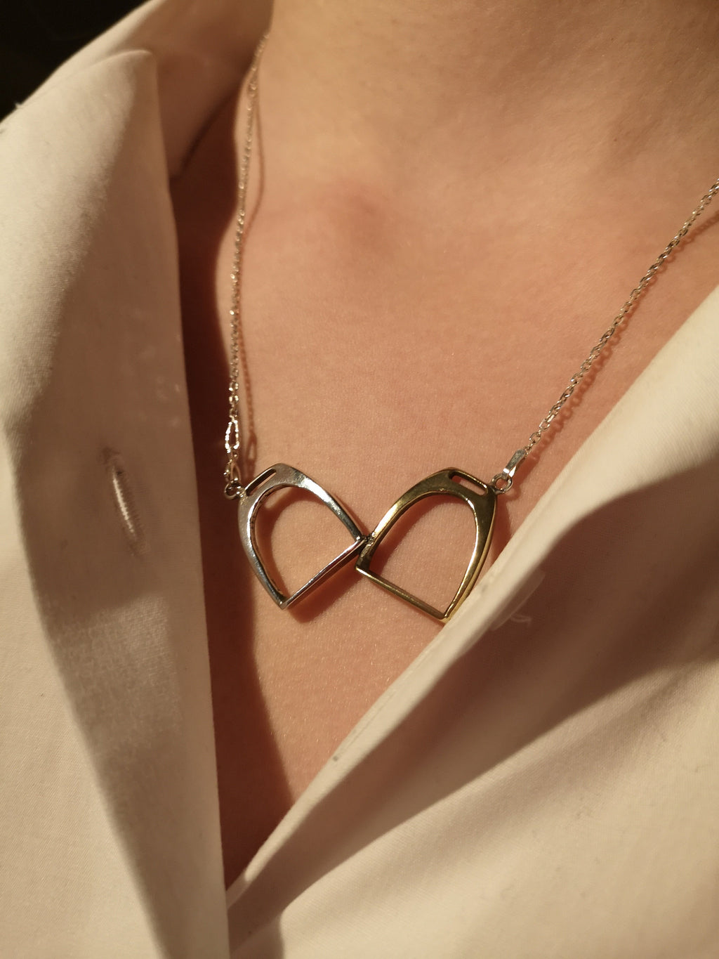 Silver Steed Two Stirrups Necklace