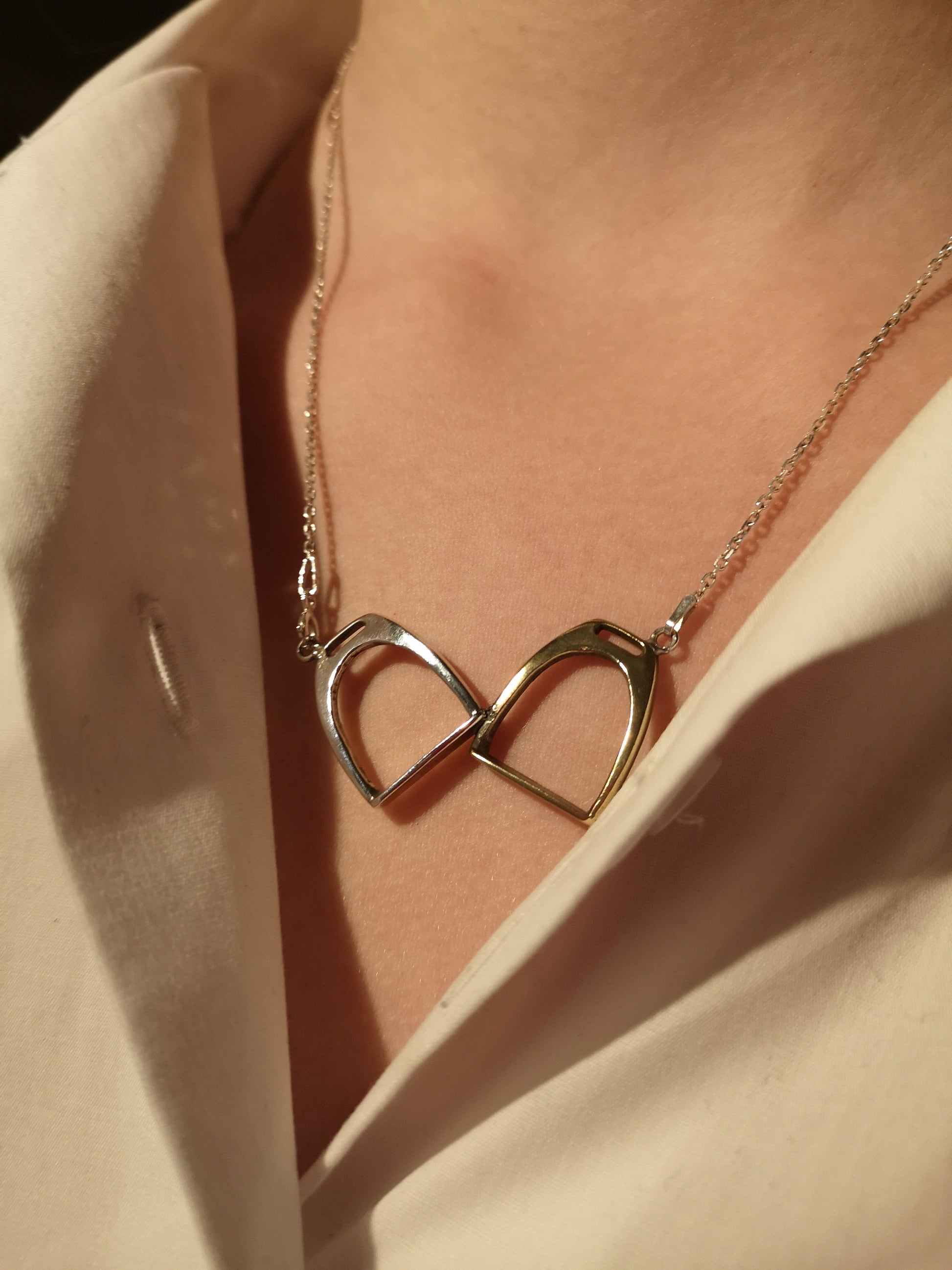 Silver Steed Two Stirrups Necklace