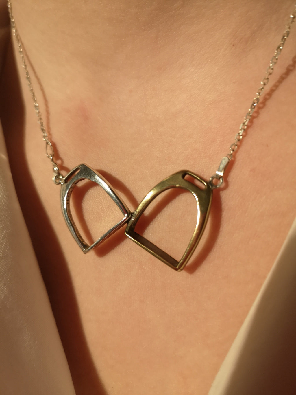 Silver Steed Two Stirrups Necklace
