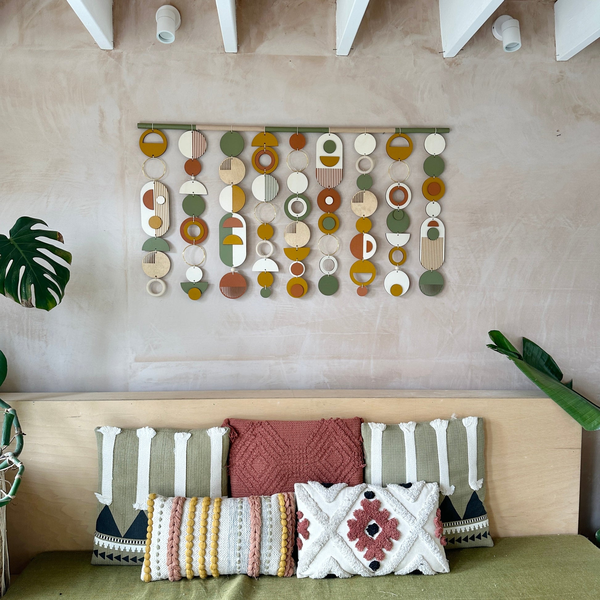 Modern Geometric Wall Art in Green and Gold