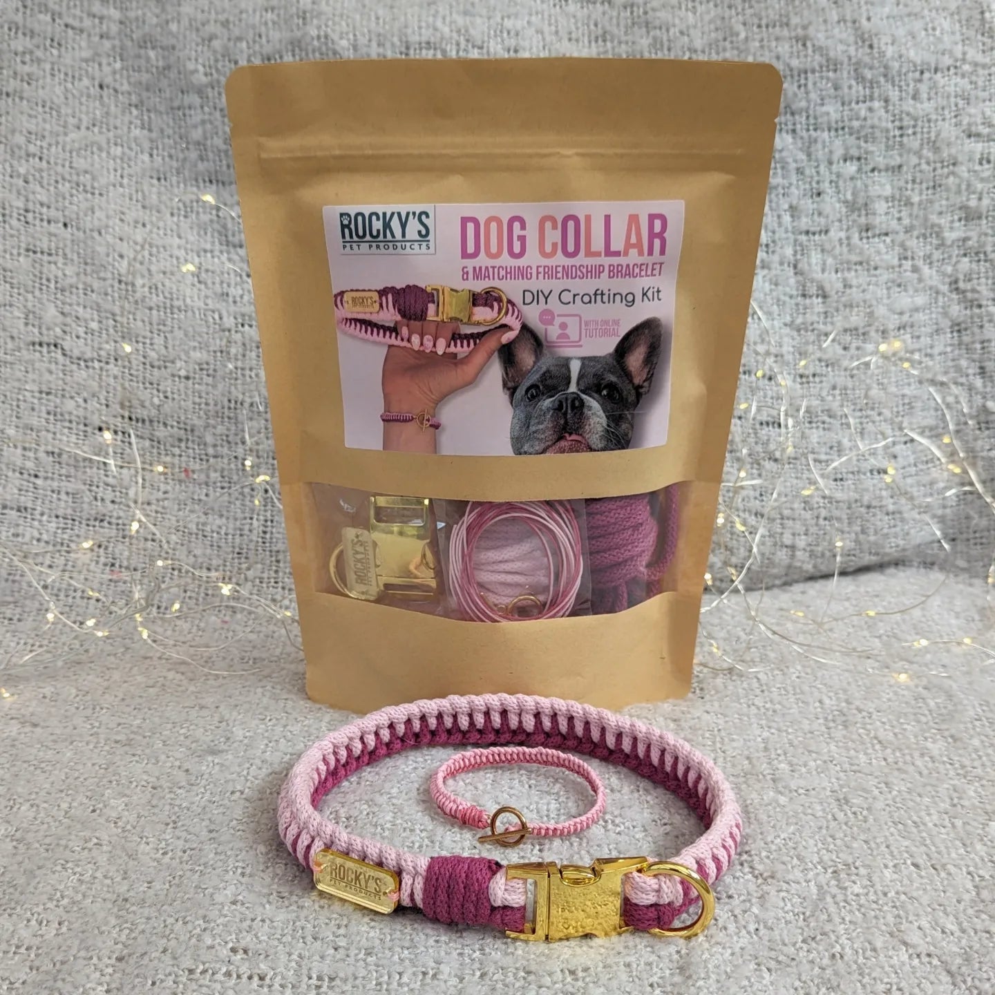 Make Your Own Dog Collar and Friendship Bracelet Craft Kit in Pink