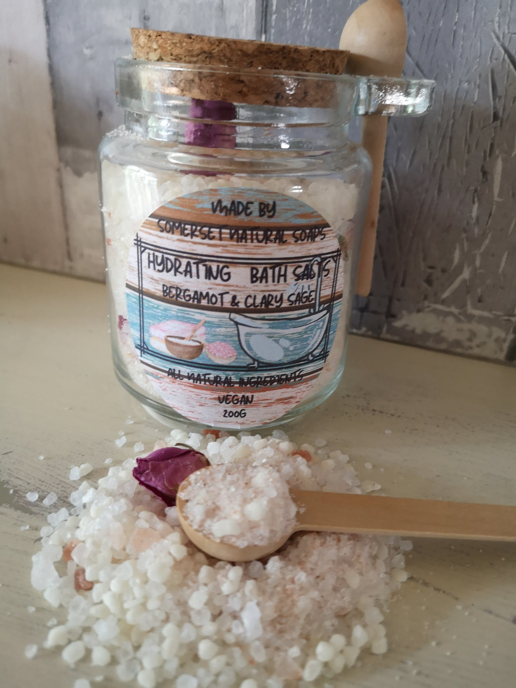 Hydrating Bath Salts with Cocoa Butter and Hemp Oil