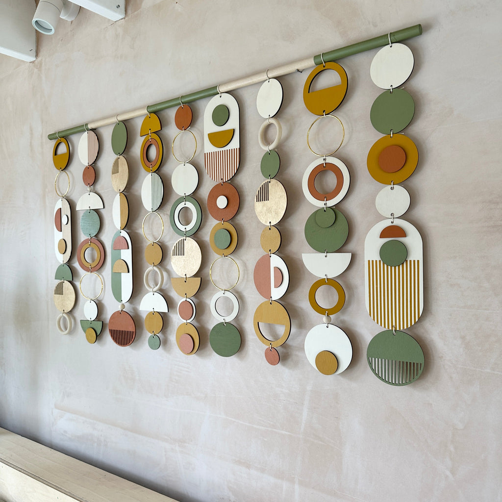 Modern Geometric Wall Art in Green and Gold