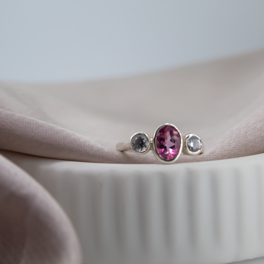 Tourmaline Trilogy Empire Ring in Sterling Silver