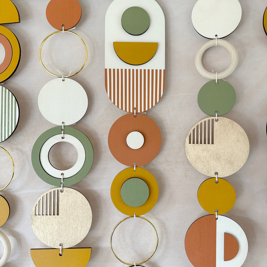 Modern Geometric Wall Art in Green and Gold