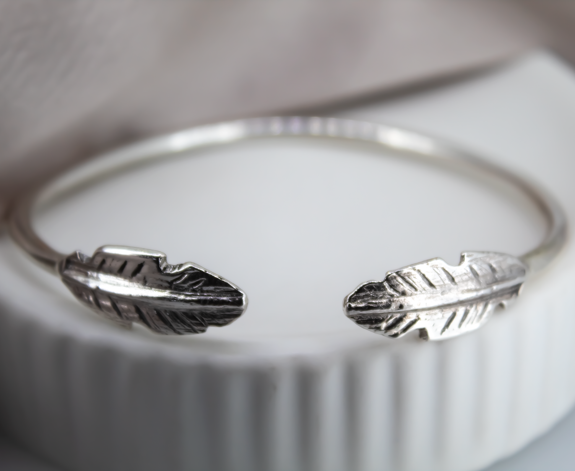 Sterling Silver Feather Cuff Bangle