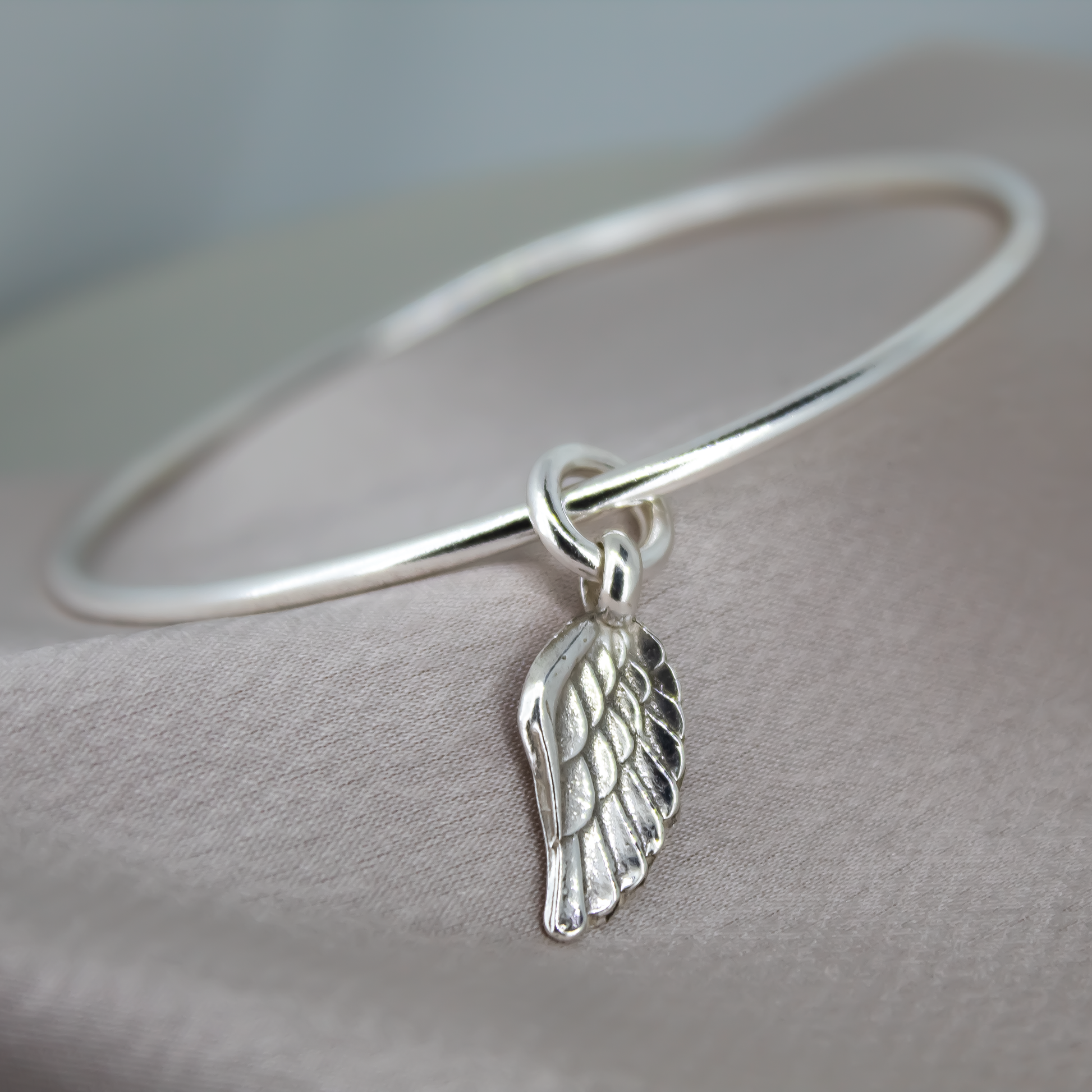 Angel Wing Sterling Silver Bangle