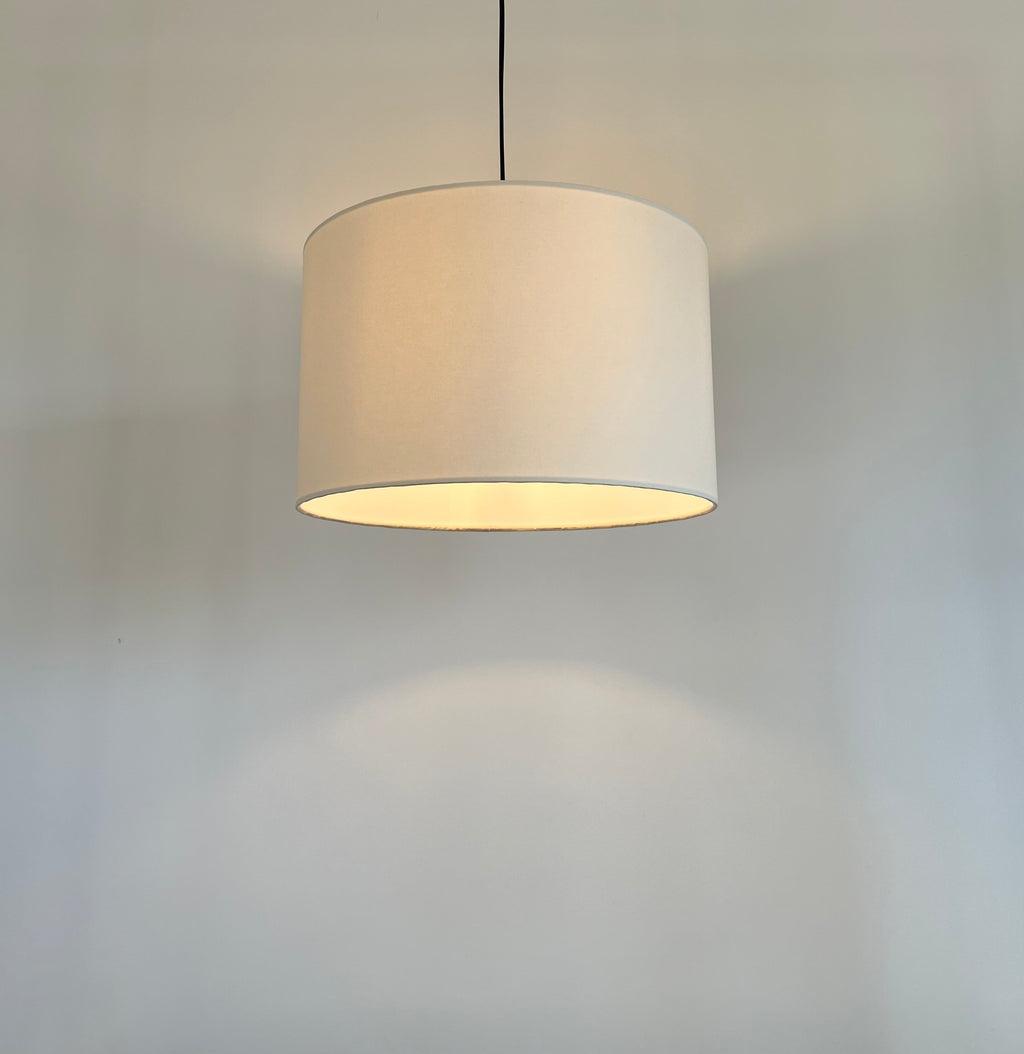 Cream cotton drum lampshade/ ceiling shade with a white lining