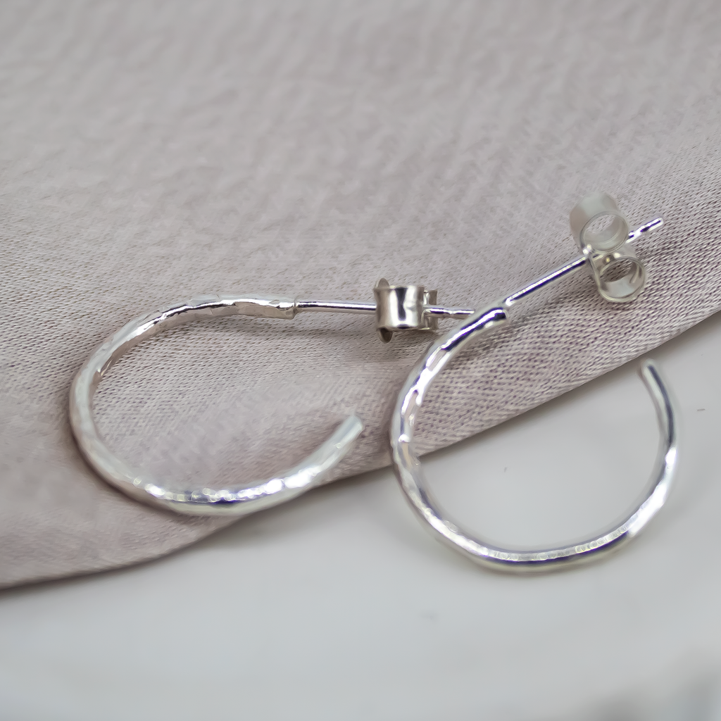 Mini Textured Sterling Silver Hoops