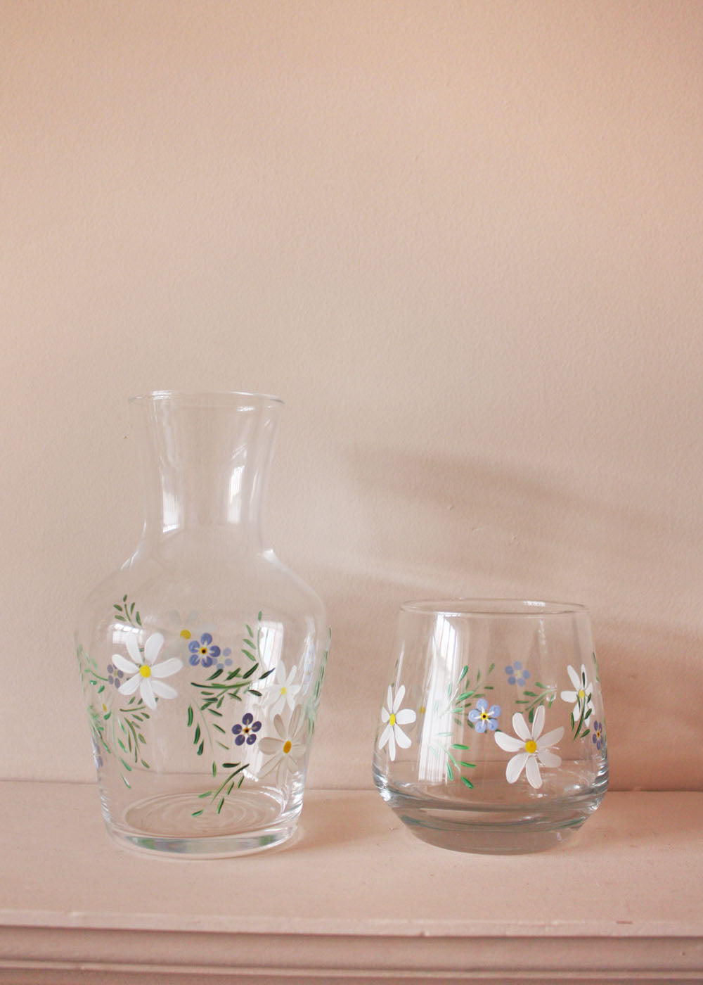 Cosmos and Forget Me Not Carafe and Glass Set