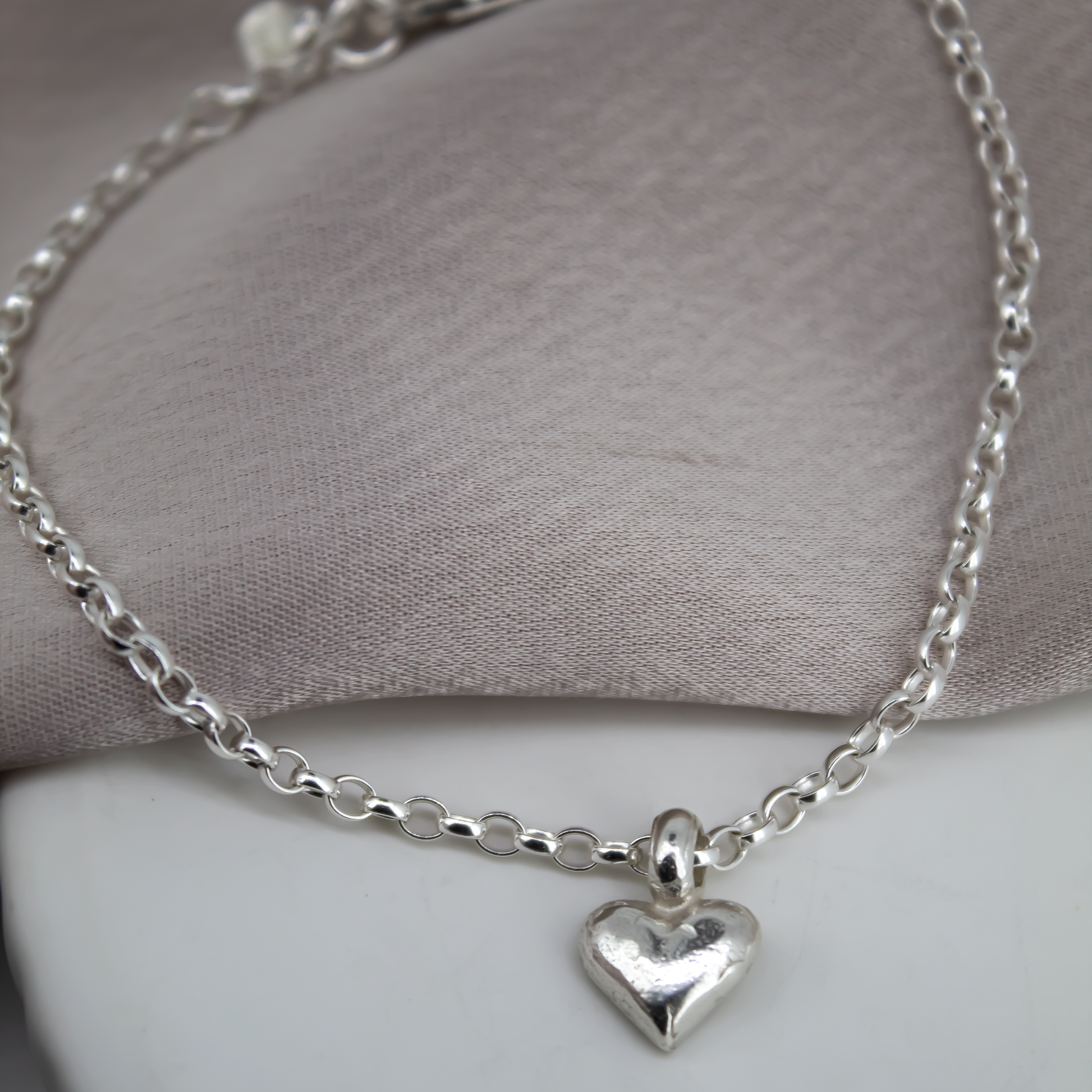 Baby Heart Chain Bracelet in Sterling Silver