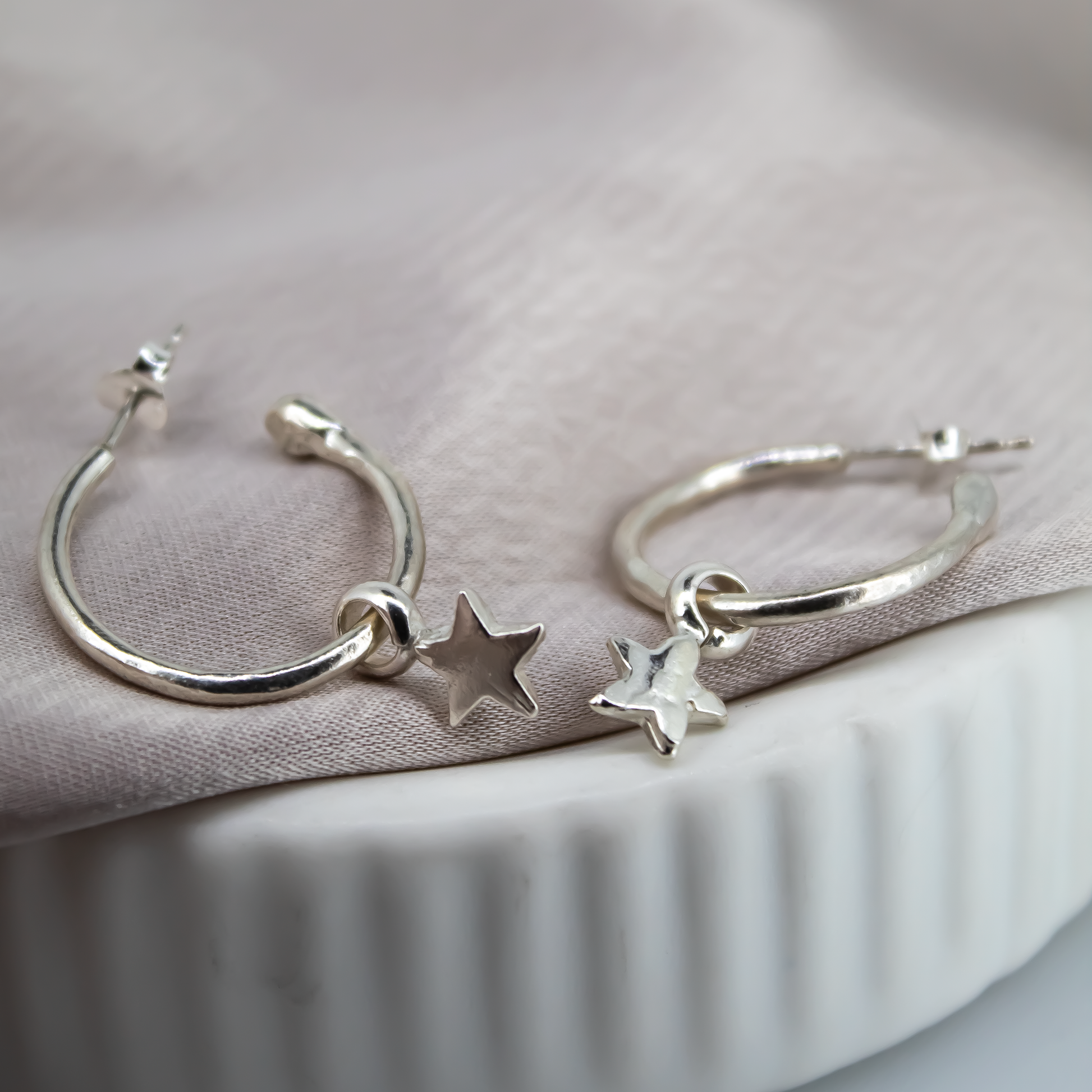 Baby Star Hoops in Sterling Silver