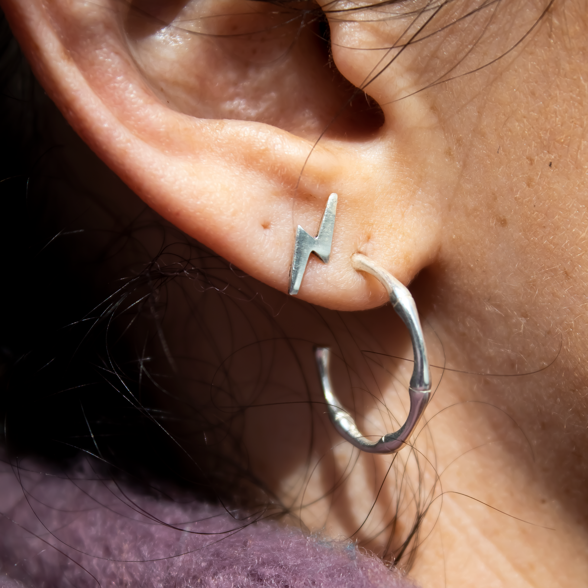 Sterling Silver Bamboo Hoop Earrings