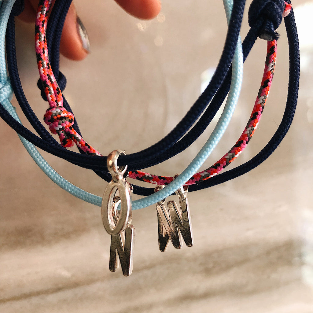 Personalised Alphabet Rope Bracelet in Sterling Silver