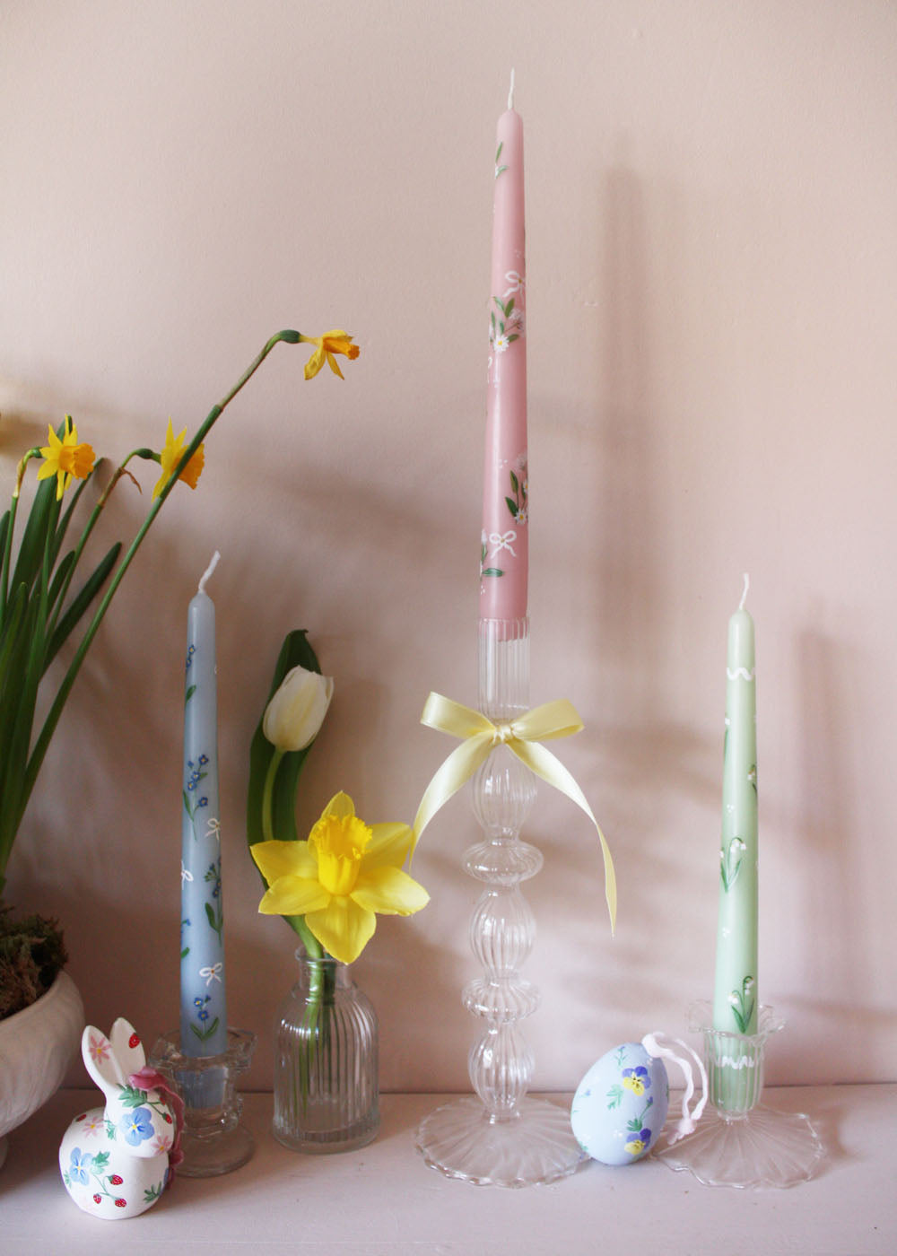 Snowdrop Hand Painted Candle