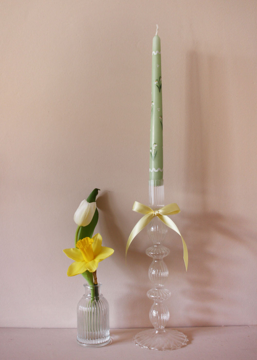 Snowdrop Hand Painted Candle