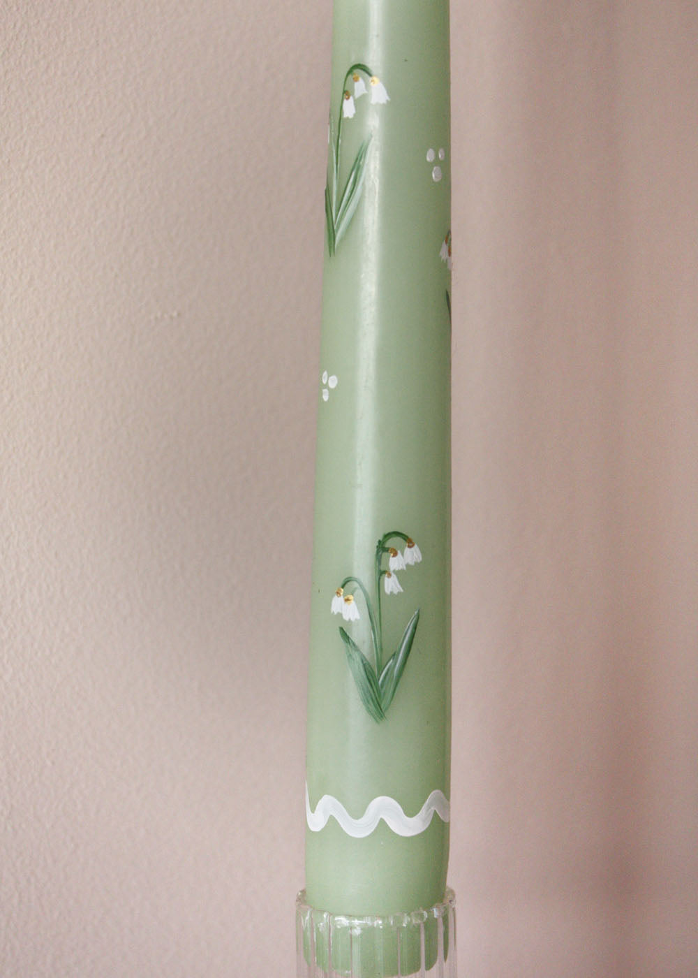 Snowdrop Hand Painted Candle