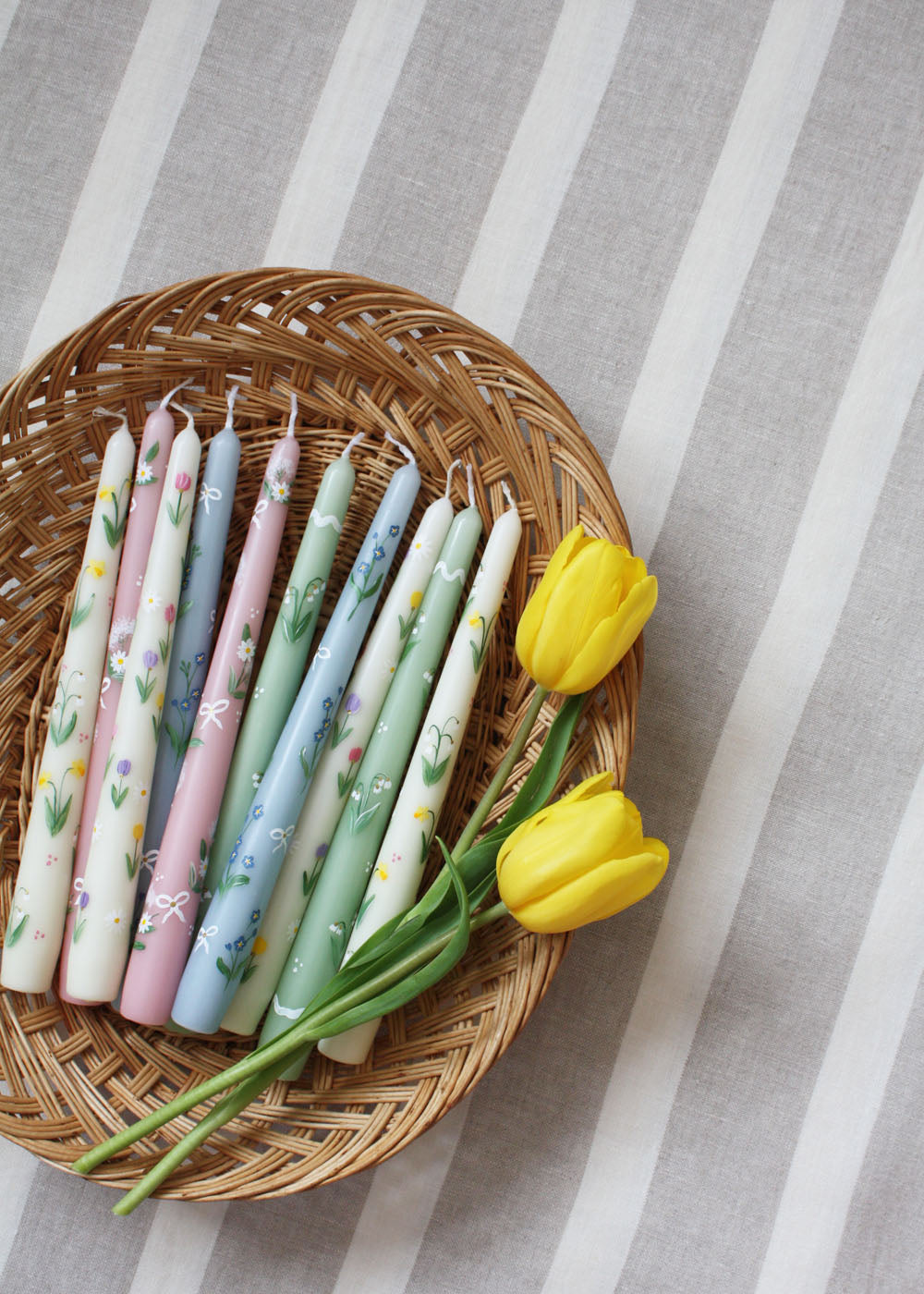 Cow Parsley and Daisy Hand Painted Candle