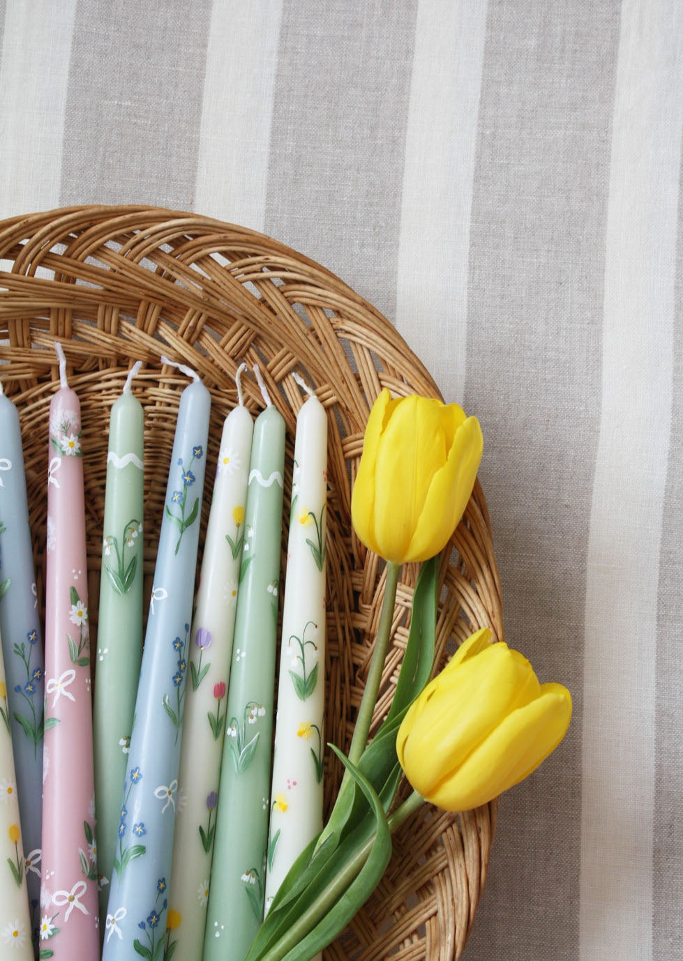 Snowdrop Hand Painted Candle