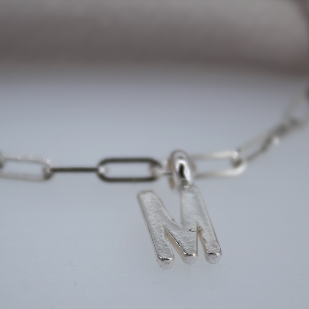 Alphabet Initial Trace Chain Bracelet in Sterling Silver