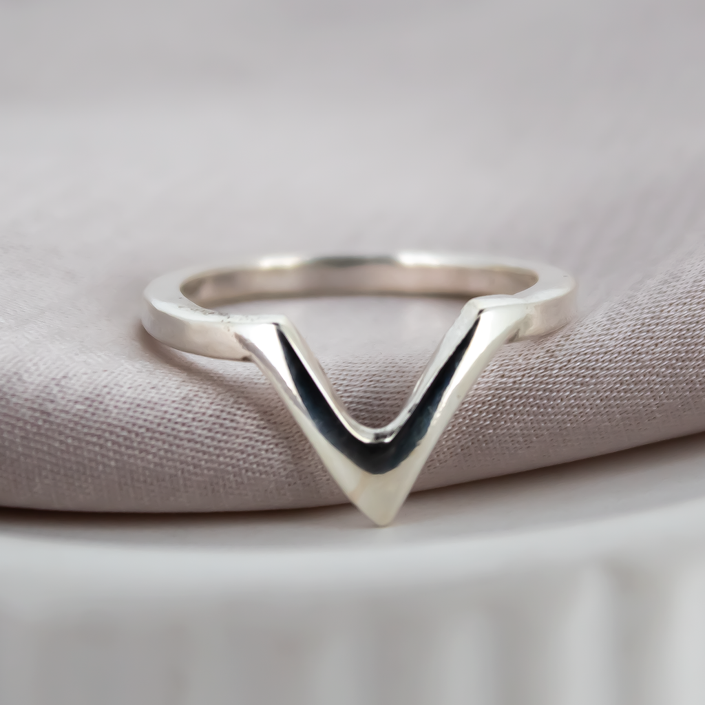 Sterling Silver Deep V Ring