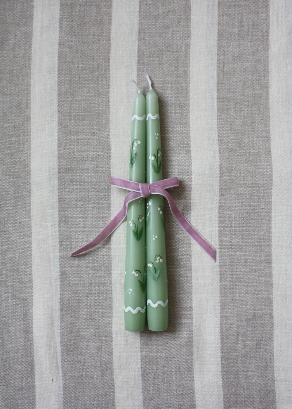 Snowdrop Hand Painted Candle