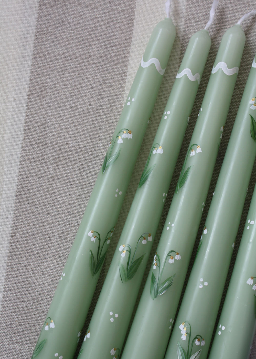 Snowdrop Hand Painted Candle