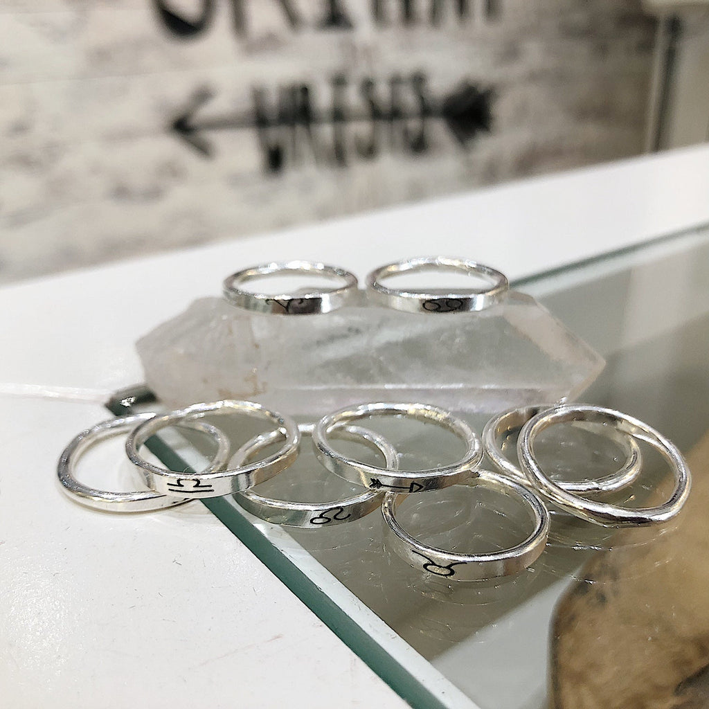 Personalised Zodiac Sterling Silver Ring