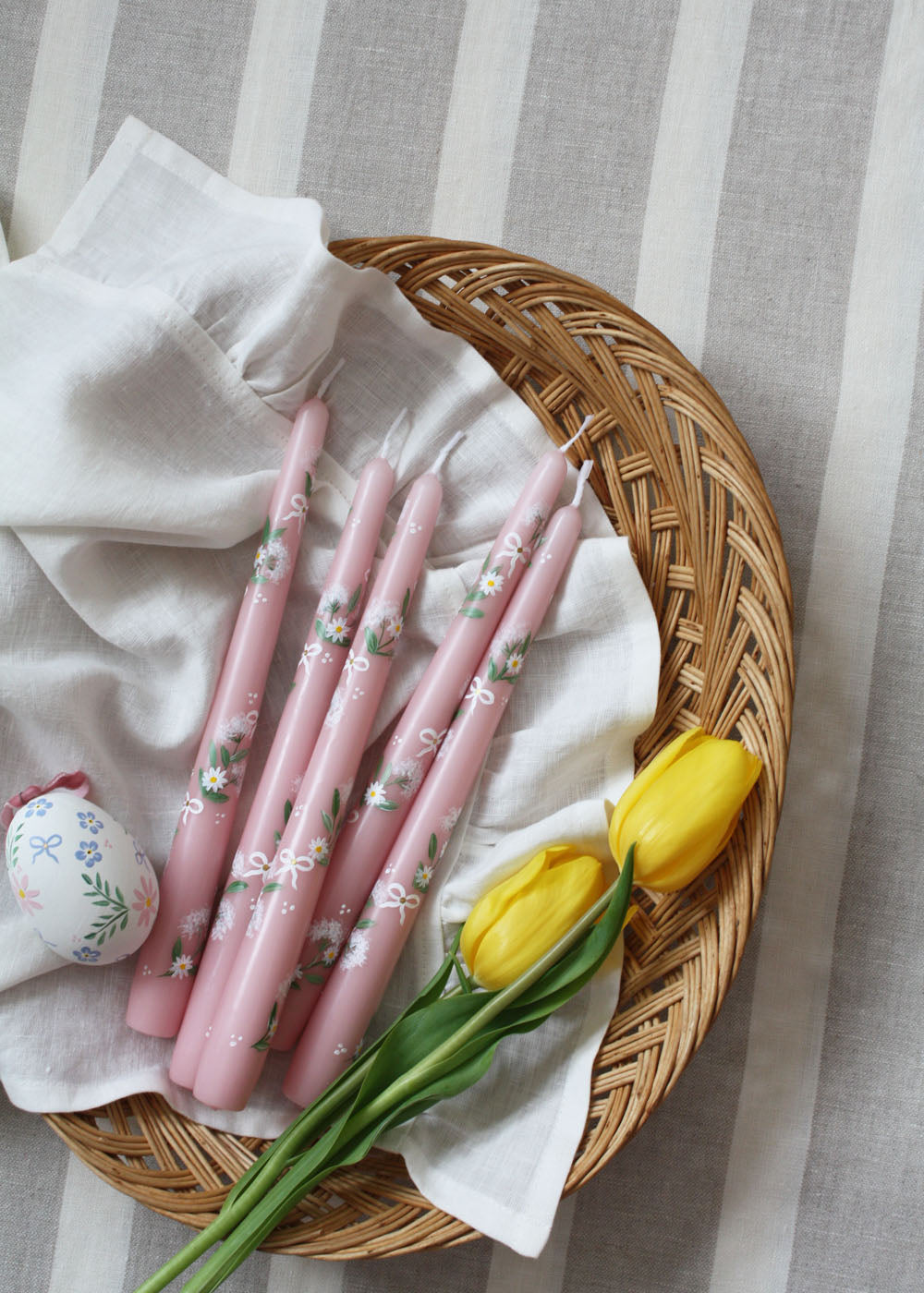 Cow Parsley and Daisy Hand Painted Candle