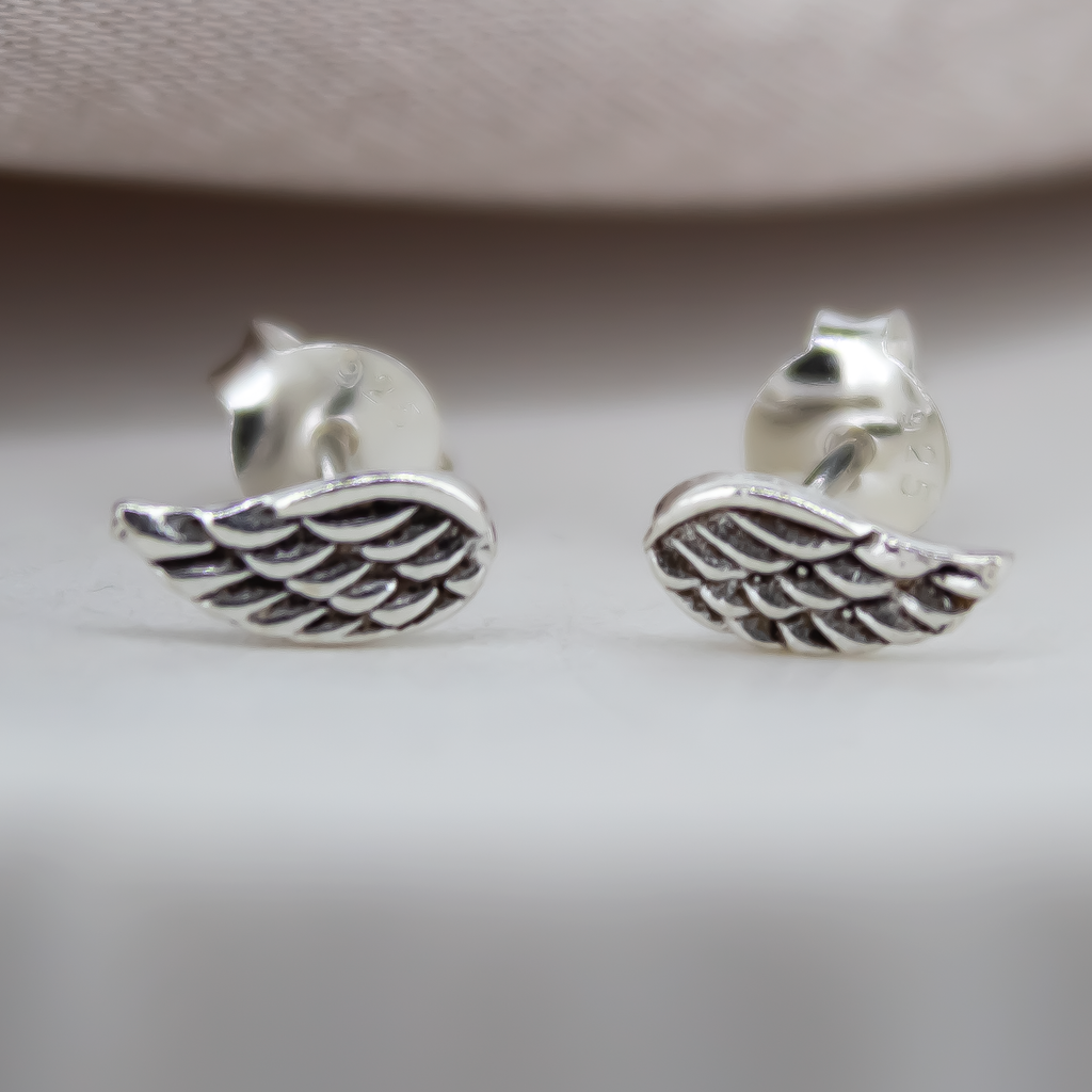 Sterling Silver Angel Wing Studs