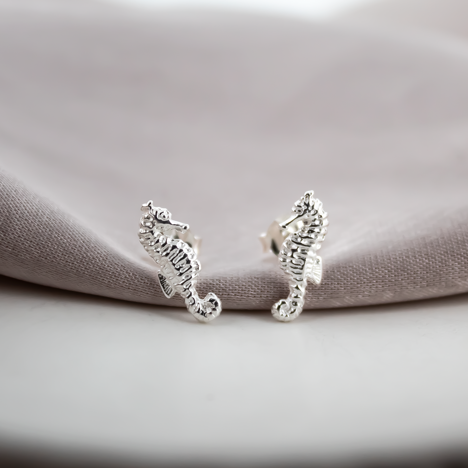 Seahorse Sterling Silver Stud Earrings