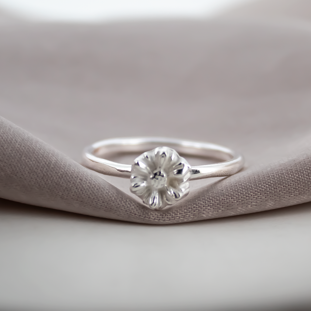 Daisy Charm Ring in Recycled Sterling Silver