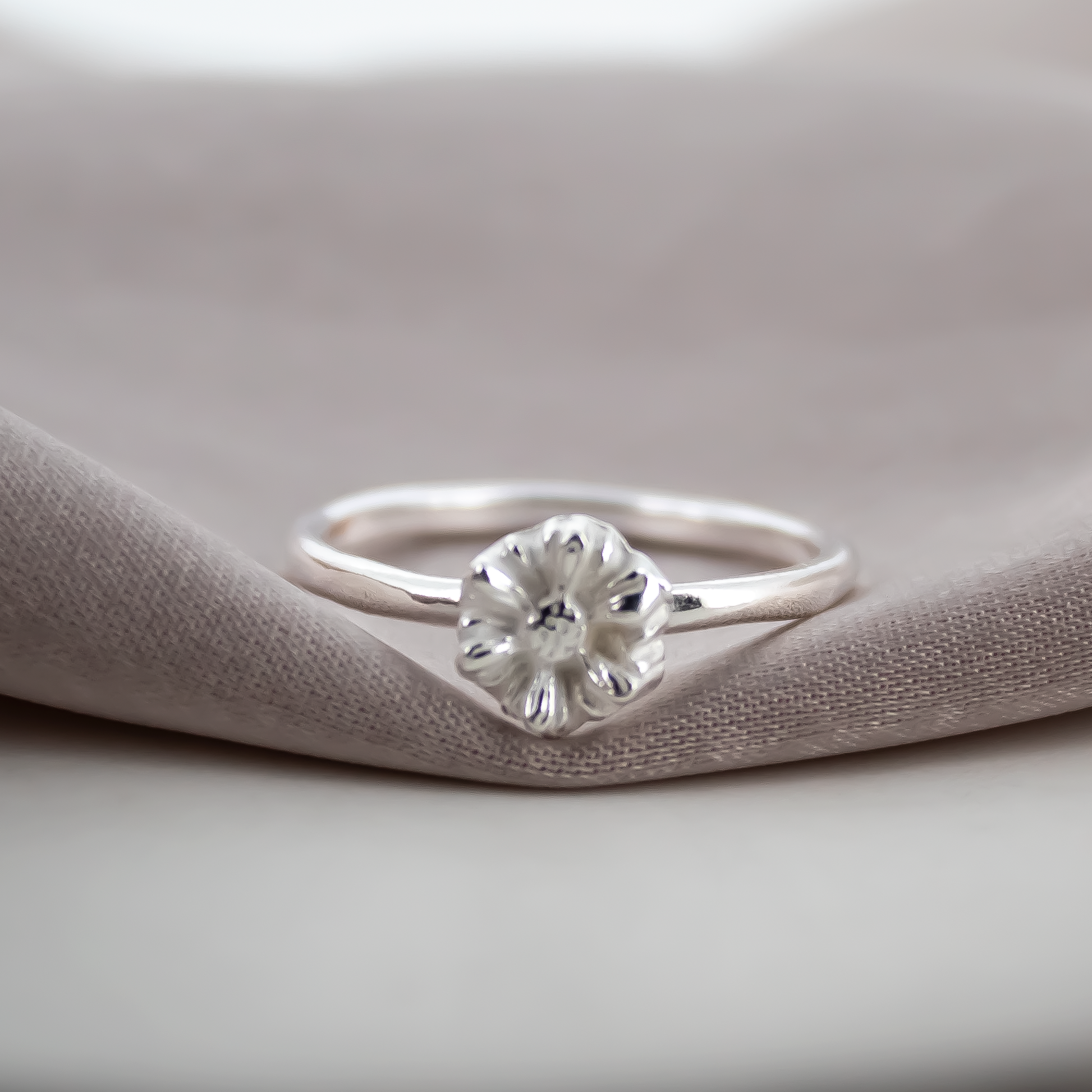 Daisy Charm Ring in Recycled Sterling Silver