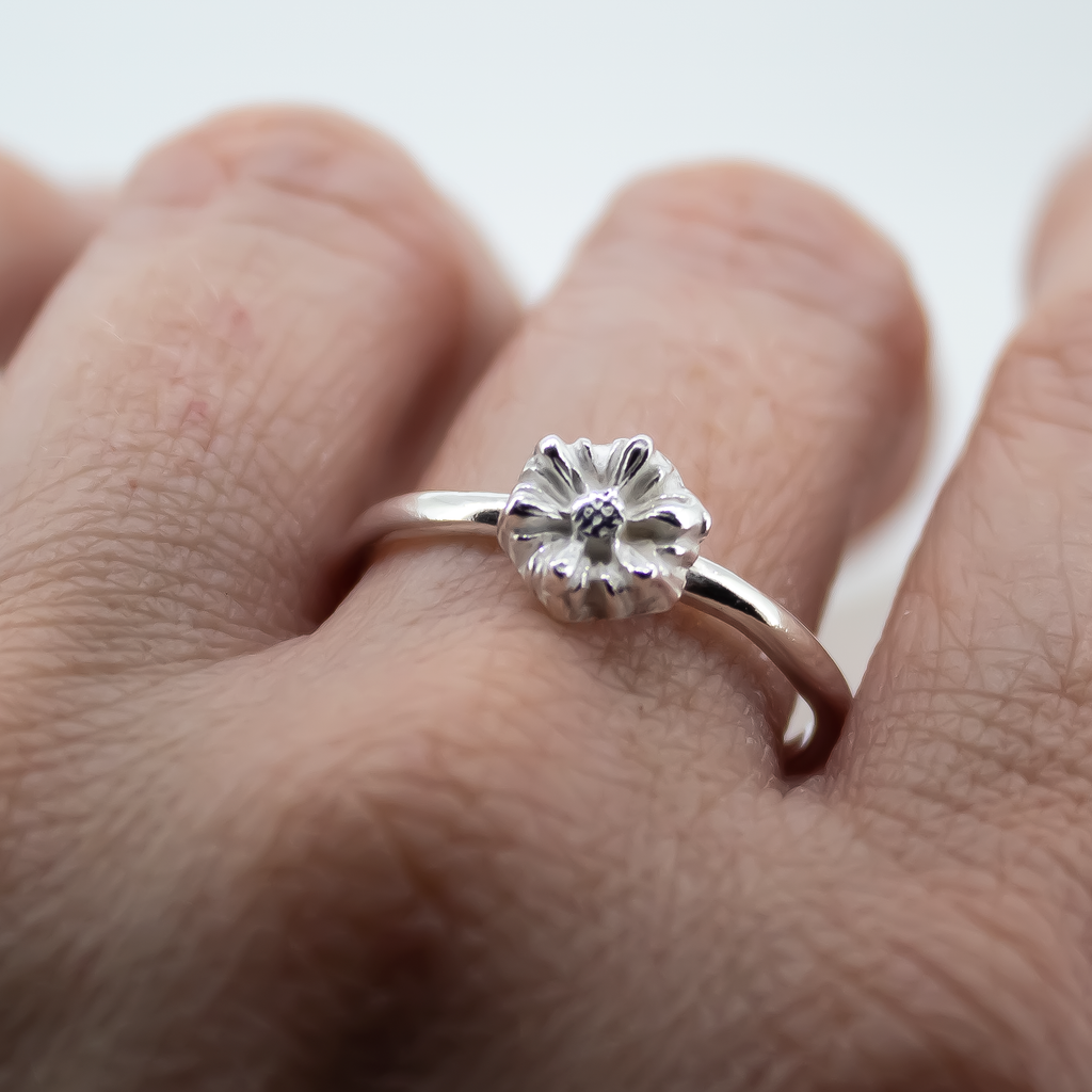 Daisy Charm Ring in Recycled Sterling Silver