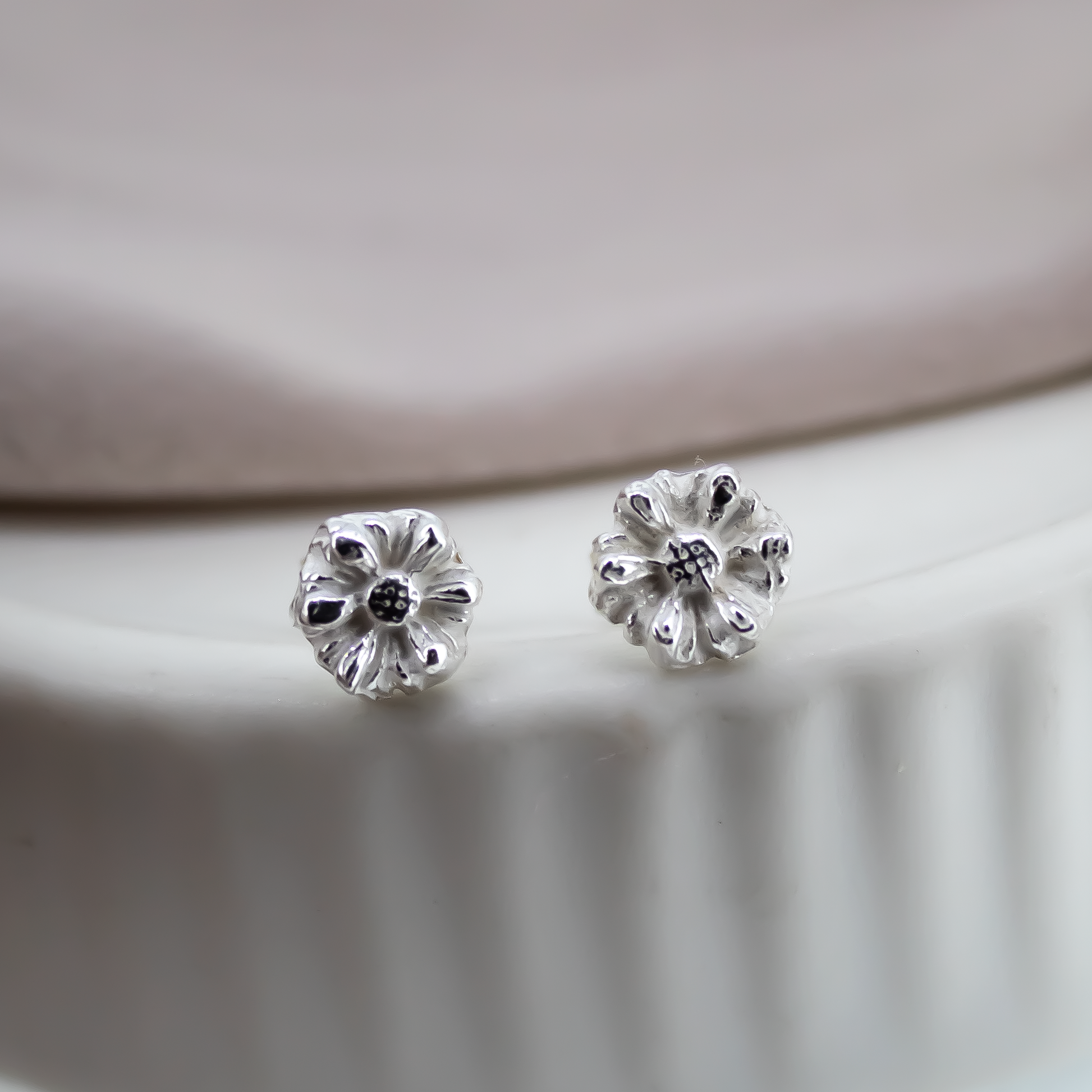 Daisy Studs Sterling Silver Earrings