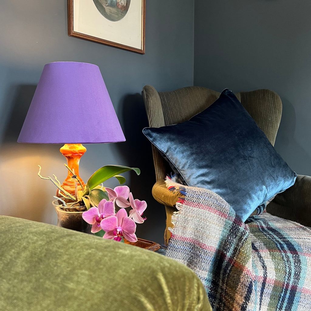 Purple velvet coolie lampshade/ ceiling light shade, empire lampshade