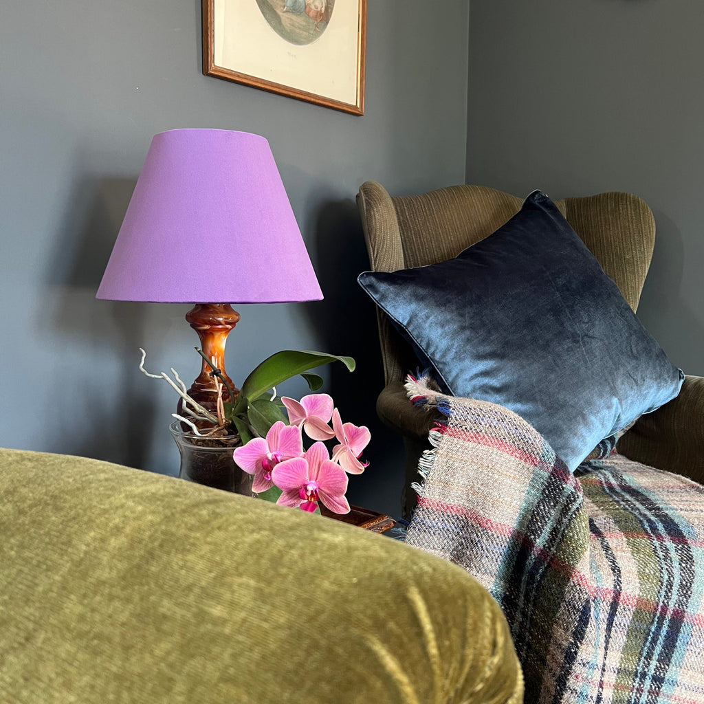 Purple velvet coolie lampshade/ ceiling light shade, empire lampshade