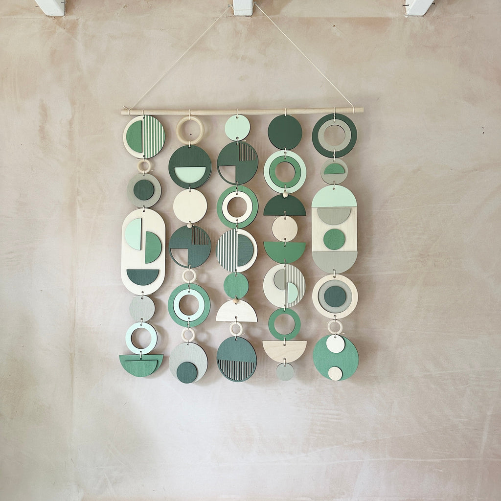 Large Green Wall Art Modern Wooden Centre Piece 60cm