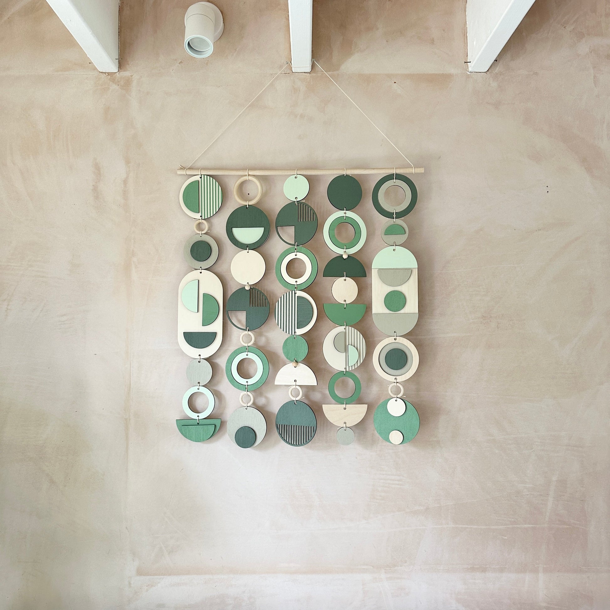 Large Green Wall Art Modern Wooden Centre Piece 60cm