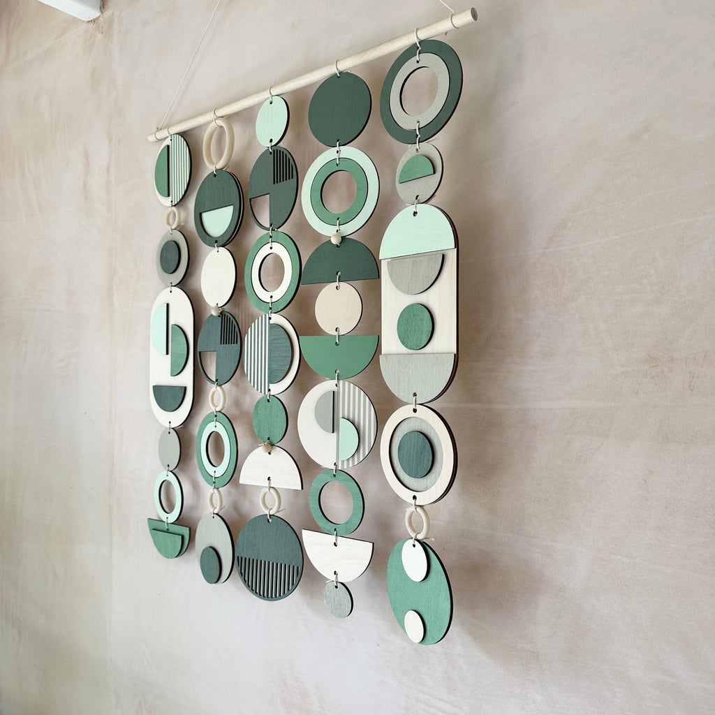 Large Green Wall Art Modern Wooden Centre Piece 60cm