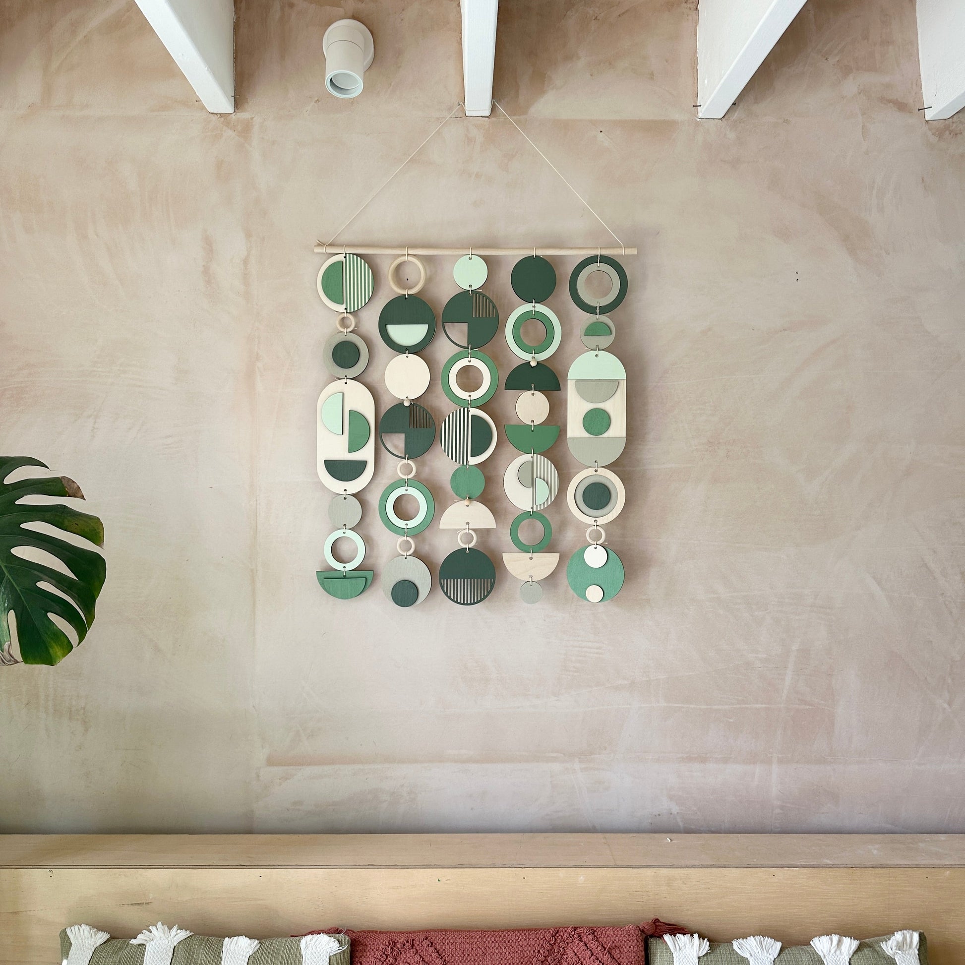 Large Green Wall Art Modern Wooden Centre Piece 60cm