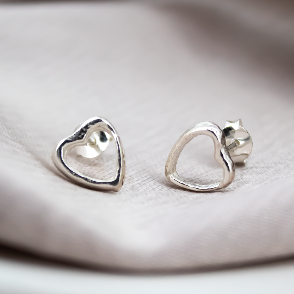 Open Heart Sterling Silver Studs