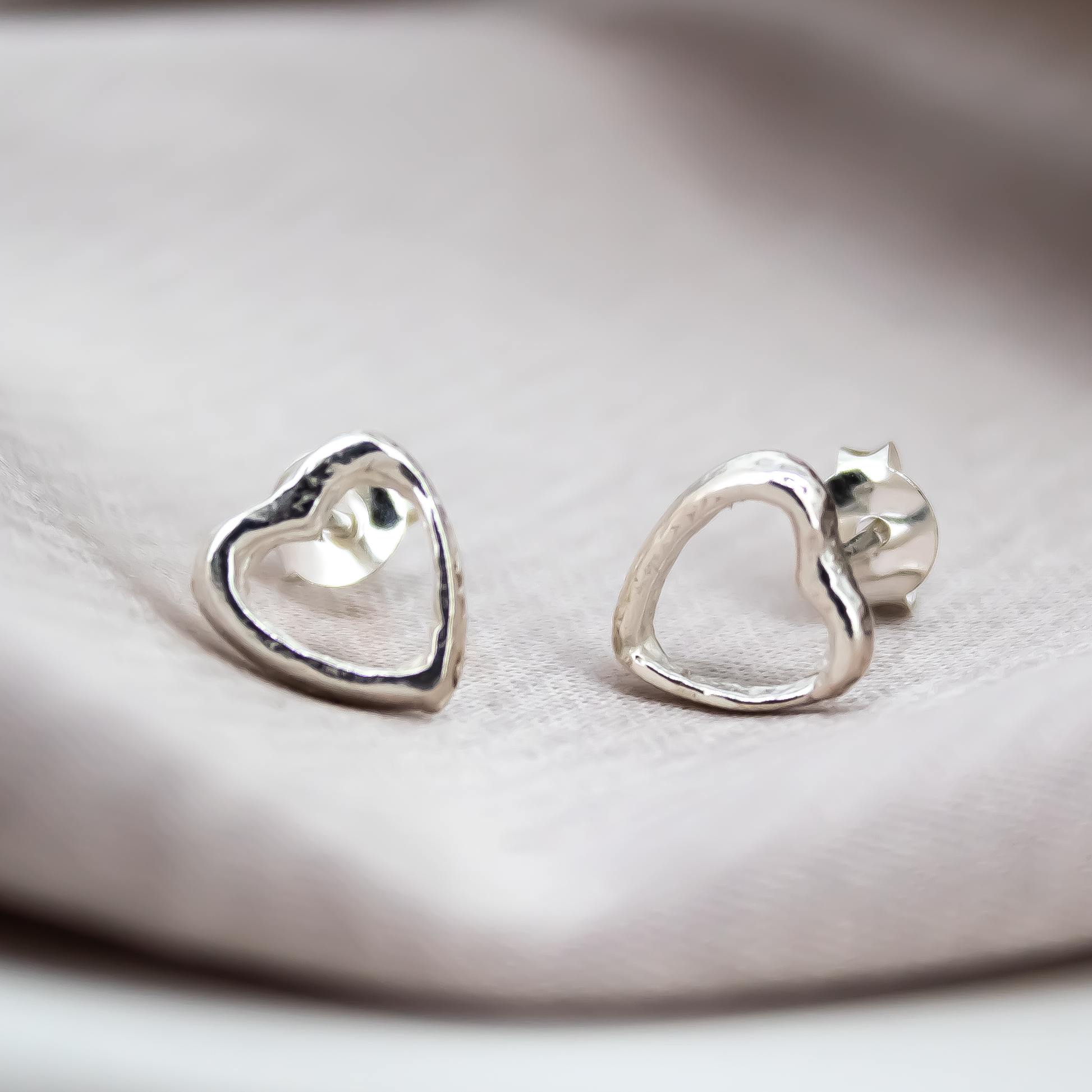Open Heart Sterling Silver Studs
